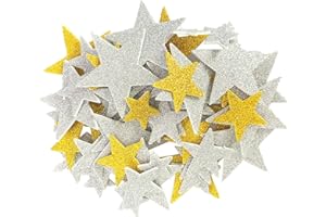 JENICH (2,5/3,5/5,5 cm) 200 unidades de pegatinas de estrella de purpurina de espuma EVA, autoadhesivas, para pegar, para Navidad, manualidades