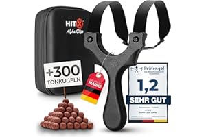 ‎HITX HITX® Zwille Steinschleuder Profi Set [Alpha Clips] | Einfache Clip-Technik | Slingshot Schleuder mit Gummiband Extra Stark | Sportgerät in Bundle Sets mit Ersatzgummi + Tonkugeln