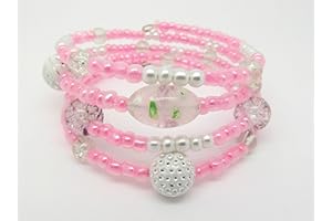 Julz Beads Memory Wire Bracelet Jewellery Making Kit Pink with Instructions K0013L