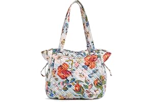 Vera Bradley Women's Cotton Glenna Satchel Purse, Sea Air Floral - Recycled Cotton, One Size