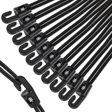 Confezione Da 10 Cinghie Elastiche Per Telone Nere - Assortimento Valore, Made In USA