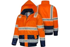 Safetytex Warnschutz Pilotenjacke - Arbeitsjacke - wasserdicht, winddicht, reflektierend - HI VIZ Thermo Jacke - Warnschutzjacke in verschiedenen Farben und Größen