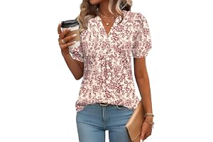 Rapbin Damblus med v-ringning och knappslå, t-shirt, tunika, kortärmad topp, sommartopp, elegant, avslappnad