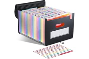 ThinkTex Trieur à Soufflets Classeur Rangement, 26 Pochettes A4 Range Document Plastique Classement Extensible Accordéon Organiseur