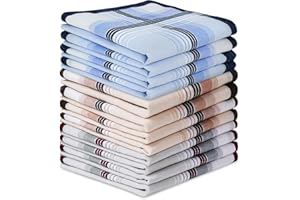 Aomig Męska kwadratowa poszetka, 12-częściowy zestaw klasycznych kieszonek, męskie chusteczki duże rozmiary, 40 cm x 40 cm, miękka bawełna z klasycznymi paskami, na wesele, imprezę biznesową, 12 szt