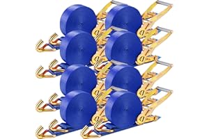 TLGREEN 8 pezzi Carico 5000kg,Cinghie di ancoraggio 9m,Cinghie a cricchetto,50 mm Cinghia Di Fissaggio,Cinghie di serraggio con cricchetto e gancio,per il fissaggio professionale del carico di camion,Blu