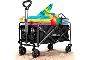 JUPPLIES Carro Plegable con Ruedas – Carro Playa, Jardín y Supermercado | Carrito Transporte Plegable, Asa Te…