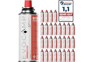 EVOCAMP 28X Bouteilles de gaz Butane 227g (1x Bouteille de gaz Butane) pour réchaud de Camping, Chauffage au gaz ou brûleur de Mauvaises Herbes, Cartouche de gaz Type MSF-1a, pressurisée Universelle