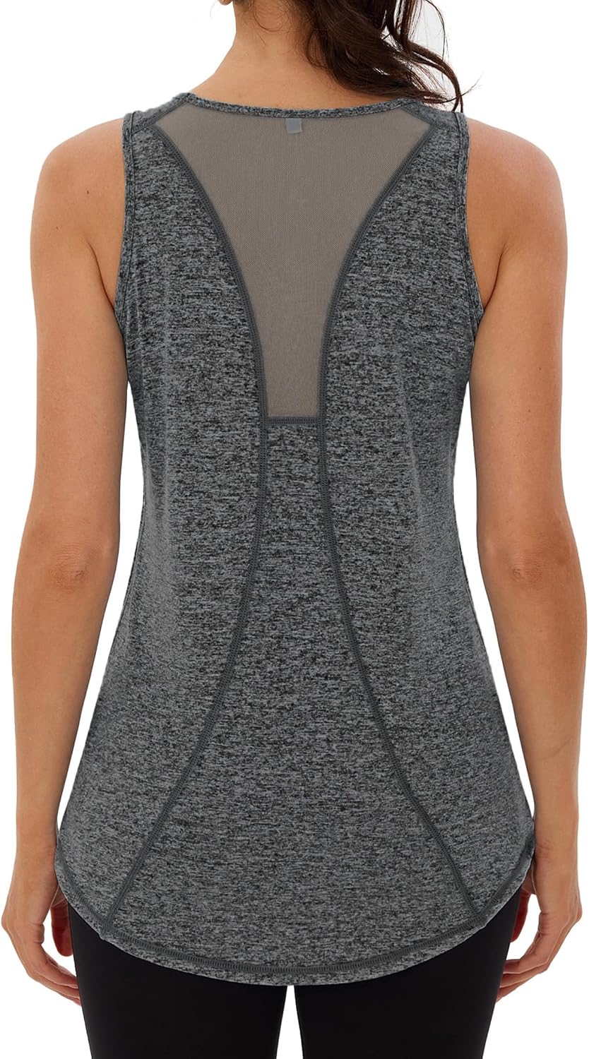 Wayleb Camiseta sin Mangas de Fitness para Mujer Espalda de Malla Chaleco Deportivo para Mujer Deportivo Yoga Tops Camisetas Tirantes para Correr