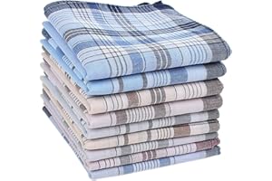 HOULIFE Homme Mouchoir en 100% Coton Doux avec Classique Carreaux pour Mariage Soirée Business Lot de 9 Pièces,Multicolor,Multicolore,Medium,Multi-9 Pièces