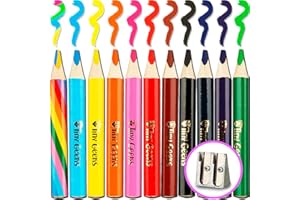 TinyGeeks Crayons de couleur Jumbo - NOUVEAUTÉ 2023-11 Crayons de Couleurs Enfant & Crayon Arc-en-ciel + Taille-Crayon + Parfait pour les Jeunes Écoliers + Recommandés par les Professeurs