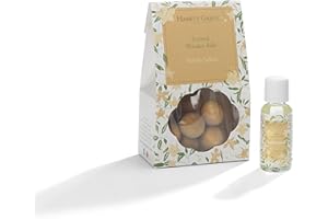 Hassett Green London - Vanilla Splash - Scented Wooden Balls Pack of 12 plus 30ml Bottle of Home Fragrance Oil for Refreshing - Alternative to Pot Pourri, Diffusers, Sachets and Drawer Liners