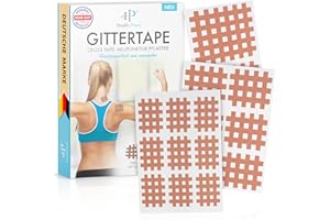 ‎HEALTH PRESS Health Press Gittertape Cross Tape – Größe Typ Mix 134 Stück – Gitterpflaster zur Akupressur – Akupunkturpflaster mit ausführlicher E-Book Anleitung zum Download – Akupressur Pflaster