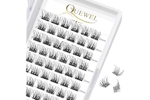 ‎QUEWEL QUEWEL Einzelne Wimpern Cluster Lashes C Curl 10mm Segment Breit Fundament für Augen Make-up DIY Wimpernverlängerung (Natürlich-C-10mm)