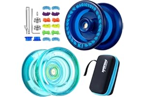YOSTAR Responsive Yoyo 2 Stück, Dual Purpose Yoyo K1 Dunkelblau + Yoyo K2 Crystal Green, Professional Yoyo für Kinder Anfänger, Easy To Return Yoyo Ball with No Responsive Bearing Kit + 12 Yoyo Saiten