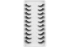 HICOCU Clear Band Falsche Wimpern D Curl Russische Streifen Falsche Wimpern Manga Lashes Natürlich aussehende falsche Wimpern, die wie einzelne Cluster aussehen Wispy Mink Eye Lashes Pack (DKF14)