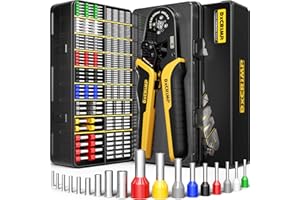 DxCRIMP Jeu de Pince à Sertir Cosse Electrique - avec 18 Sortes Embouts de Câble Isolés et Non Isolés, Pince à Sertir Les Câbles 0,25-10mm², Pince Sertir Multicouche,Pince Electricien