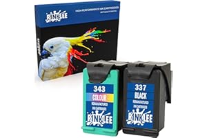 RINKLEE Regenerowany dla HP 337 343 wkład atramentowy kompatybilny z HP Photosmart 2500 2570 2575 C4140 C4150 C4180 C4190 D5160 8049 Officejet 6300 6315 Deskjet D4160 5940 | 1 czarny, 1 trójkolorowy