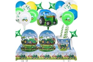 Aszaui 71 Stück Traktor Geburtstag Deko,Traktor Partygeschirr Kindergeburtstag Party Geschirrset Geburtstag Deko Set,Traktor Farm Geburtstags für Jungen Mädchen Partyzubehör,16 Gäste