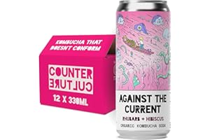 Counter Culture Kombucha Soda, Kombucha Soda, Loud Flavours & Low Calories, Probiotic Drink for Gut Health (12 x 330ml, Rhubarb & Hibiscus)