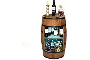 ‎CREATIVE COOPER CREATIVE COOPER Weinregal Holz - Weinschrank Mini Bar - Alkohol Schrank Mann - Barschrank mit LED-Leuchten - 80cm hoch - Retro deko Bar Regal - Hausbar Theke - Fassmöbel (Wenge)