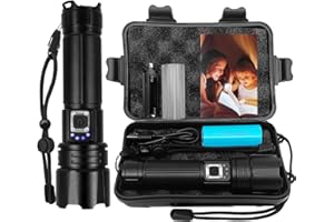 LALALUYE Lampe Torche LED Ultra Puissante Rechargeable,12000 Lumens Zoomable Lampe de Poche, IPX5 Étanche 5 Modes Flashlight lampe torche Ultra puissant lampe tactique Pour Randonnée Camping