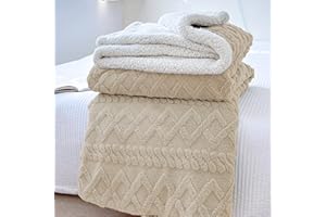 HOMEYA Manta Borreguillo Doble Cara Franela/Sherpa 220x240 cm - Manta Sofa/Cama, 100% Poliester, Caliente Invierno Suave, Taupe