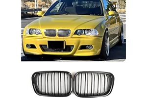 Hengjiayao E46 Kidney Black Radiator Grille for BMW 3er E46 2D 1998 1999 2000 2001 PRE Facelift Grill Gloss Black Double Bridge Sport Grille Front (Not fit for 4 Doors) (For 3er E46 2D 1998-2001 PRE)