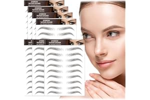 AWAVM 7 Feuilles Autocollants de Sourcils 4D Patch,Eyebrow Tattoos Stickers Autocollant Bionique pour Sourcils,Faux Sourcils Pochoirs Tatouage Imperméable pour Femmes (Black-01)