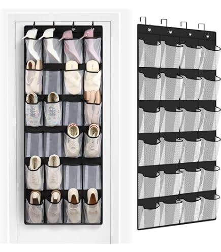 Range-chaussures Suspendu 12 Poches - Suspendu à La Porte - Sans Perçage - Tissu Non Tissé - Gain De Place