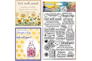 CHGCRAFT Get Well Soon Benediction Timbro trasparente in silicone Timbri trasparenti artigianali per fai da te Scrapbooking Photo Album Decorative Cards Making, Word, 6,3x4,3 pollici
