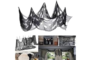 HMYCL Halloween Gruselige Tuch, 500 x 76 Schwarz Dekogewebe Gruseliger Stoff, Gruseliges Dekorationen für Halloween Partybedarf Party Innen Außen Gruselhäuser Türen