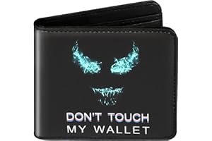 Qerrassa Wallet for Boys Mens Bi-Fold Cute Leather Wallets with Zip Coin Pocket, RFID Blocking Slim Small Purse Cartoon Kawaii Cool Credit Card Holder Thin Coin Purses for Teens Girls Kids, Black