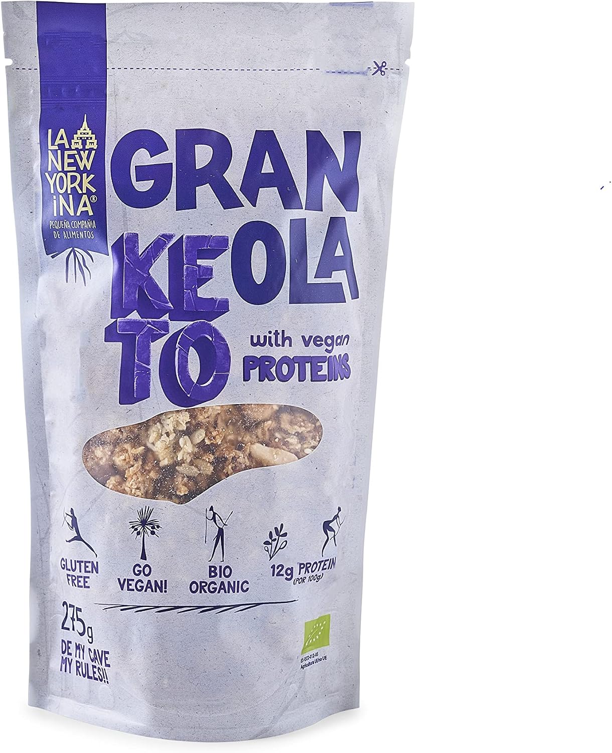 La Newyorkina Granola BIO Sin Gluten Keto 275g Con Proteínas Veganas y Coco Rallado