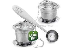 APACE LIVING Infuseur à Thé Apace (lot de 2), Boule à Thé, Filtre à Thé Avec Cuillère à Thé et Égouttoir – Passoire à Thé et Passe-Thé en Acier Inoxydable pour une Infusion et une Expérience Inégalées