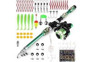 Aofesel Angelset für Kinder, 3-10 Jahren Angelrute Set Kinder mit Angelrolle und Köder Set, 1.8m Kinderangel Starter Set, Kohlefaser Teleskop Angelrute und Angelschnurrolle,Angel-Set komplett