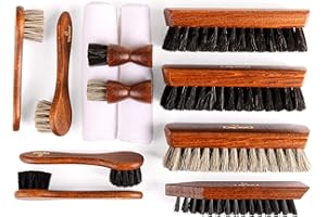biped 12-Piece Shoe Cleaning Set for Smooth Leather - Wooden Shoe Brushes with Horsehair - Made in Germany - Classic Edition z2604, brown