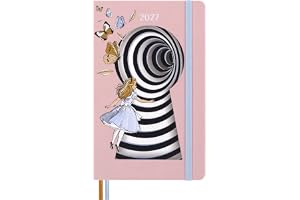 Moleskine Alice's Adventures in Wonderland 12-miesięczny planer tygodniowy 2027, w linie z twardą okładką i elastycznym zapięciem, Alicja, duży rozmiar 13 x 21 cm