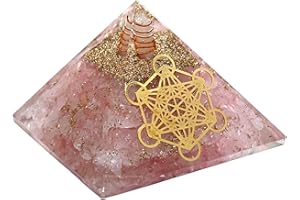 AMAZING GEMSTONE Grande pyramide d'orgone | Cristal de pyramide de quartz rose | Pyramide d'orgonite de cube de métatron | Guérison par l'énergie positive des pyramides d'organes