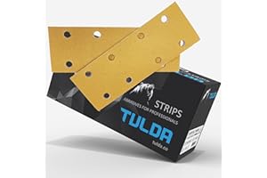 Tulda Velcro Sanding Paper Sheets Strips P80 70x198 8 Holes - Sandpaper Grits Hook & Loop Pads Rectangular Electric Orbital Sander - Long Lasting Efficient All Surfaces (Box of 50 PCS)
