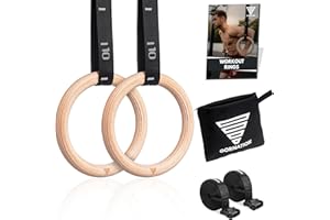 GORNATION Anillas de Gimnasia de Madera, Anillas para Calistenia y Fitness, Anillos de Gimnasia con Correas Ajustables y Bolsa de Transporte, Gymnastic Rings, Anillas Olimpicas, Aros de Gimnasia