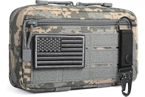 FRTKK Tactical Molle Admin Pouch Utility Laser Cut EDC Tool Pouch Bag Horizontal Modular Pouches Include US Flag Patch and Keychain