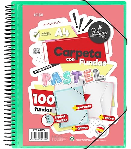 Raccoglitore Archivex Star Con 30 Buste A4 - Spirale Viola, Con Marsupio E Chiusura A Gomma