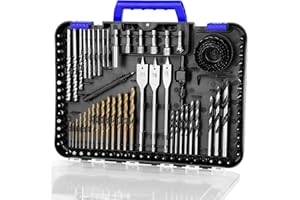C P CHANTPOWER Drill Bit Sets, 100 Pcs HSS Titanium Screwdriver Bits with Storage Case for Metal, Wood, Masonry, Includes Countersink Drill Bit Blue