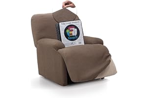 FAVERTI® Funda Elástica Sillón Relax Pies Juntos Reclinable de 70 a 90cm | Modelo Reale | Ante | Funda Sillón Abatible Universal | Protector de Calidad Tejido Jacquard Tacto algodón