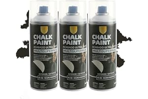 H HANSEL HOME Pintura Spray a la Tiza Color Pastel Acabado Ultra Mate - Negro Pantera 400ml x 3