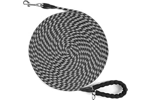 MYDREA Longe pour Chien - 10m 20m 30m Solide Laisse Chien Poignée Rembourrée Confortable Laisse de Dressage pour Chien, Laisse Longue pour Chien de Petites à Grandes Taille (Noir, 20Mx0.8CM)