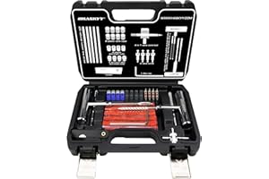 HASKYY Reifenreparaturset Reifenflickzeug Auto Reifen Reparatur Kit 53tlg - All in One Pannenset für Auto, Motorrad, ATV, SUV - Gummistreifen, Ventilwerkzeug, T-Griff & Cutter