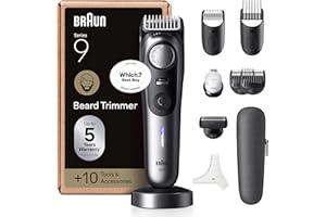 Braun Series 9 Beard Trimmer for Men, 10-in-1 Grooming Kit for Beard, & Face Hair, Lifetime Sharp ProBlade, 52 Lengths, 180 Min Runtime, Waterproof, Chrome - BT9545
