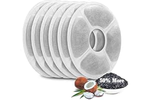 WWVVPET Cat Water Fountain Filters 6 Pack,50% More Activated Carbon Filters, Genuine Cat Flower Fountain Replacement Filters, Fit for Most Dog Pet Drinking Dispenser Triple Filtration (Not for Catit Fountain)